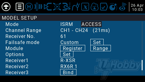 FrSky ACCESS - Binding menu