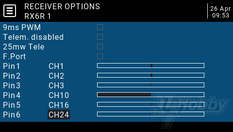 FrSky ACCESS - RX6R channel mapping